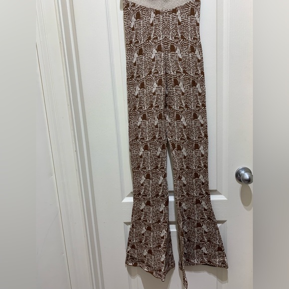 Free People Women’s XS Late for the sky knit flare leggings pants BNWT brown - Picture 2 of 6